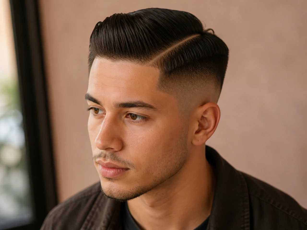 A mid fade parted at the top edge of the blend