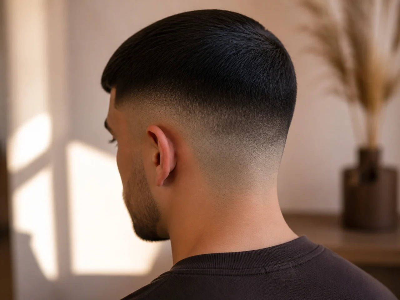 A mid fade with the top pressed flat