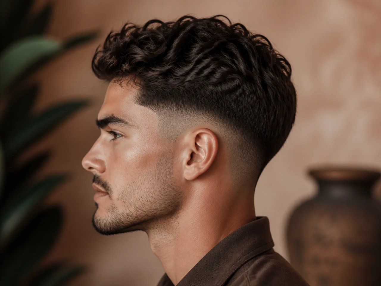 A mid fade line seen in profile with the top section above it