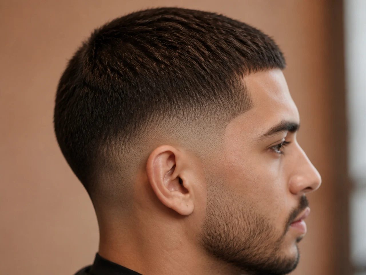 A mid fade with a number one top