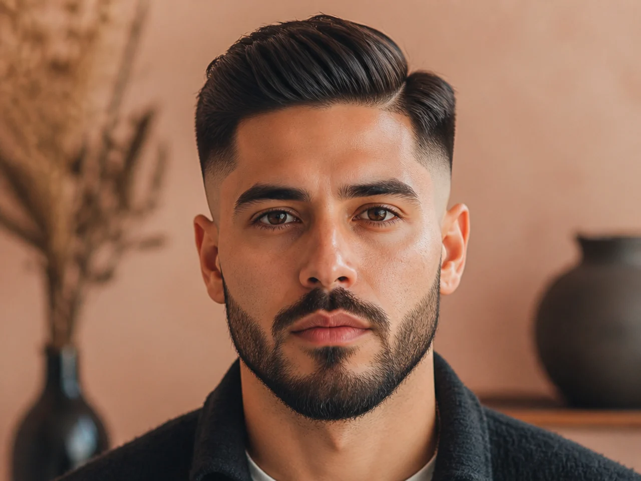 A mid fade connected into a beard