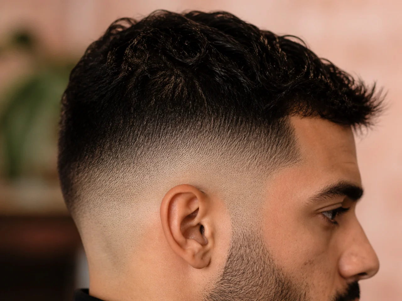 A mid skin fade at week two