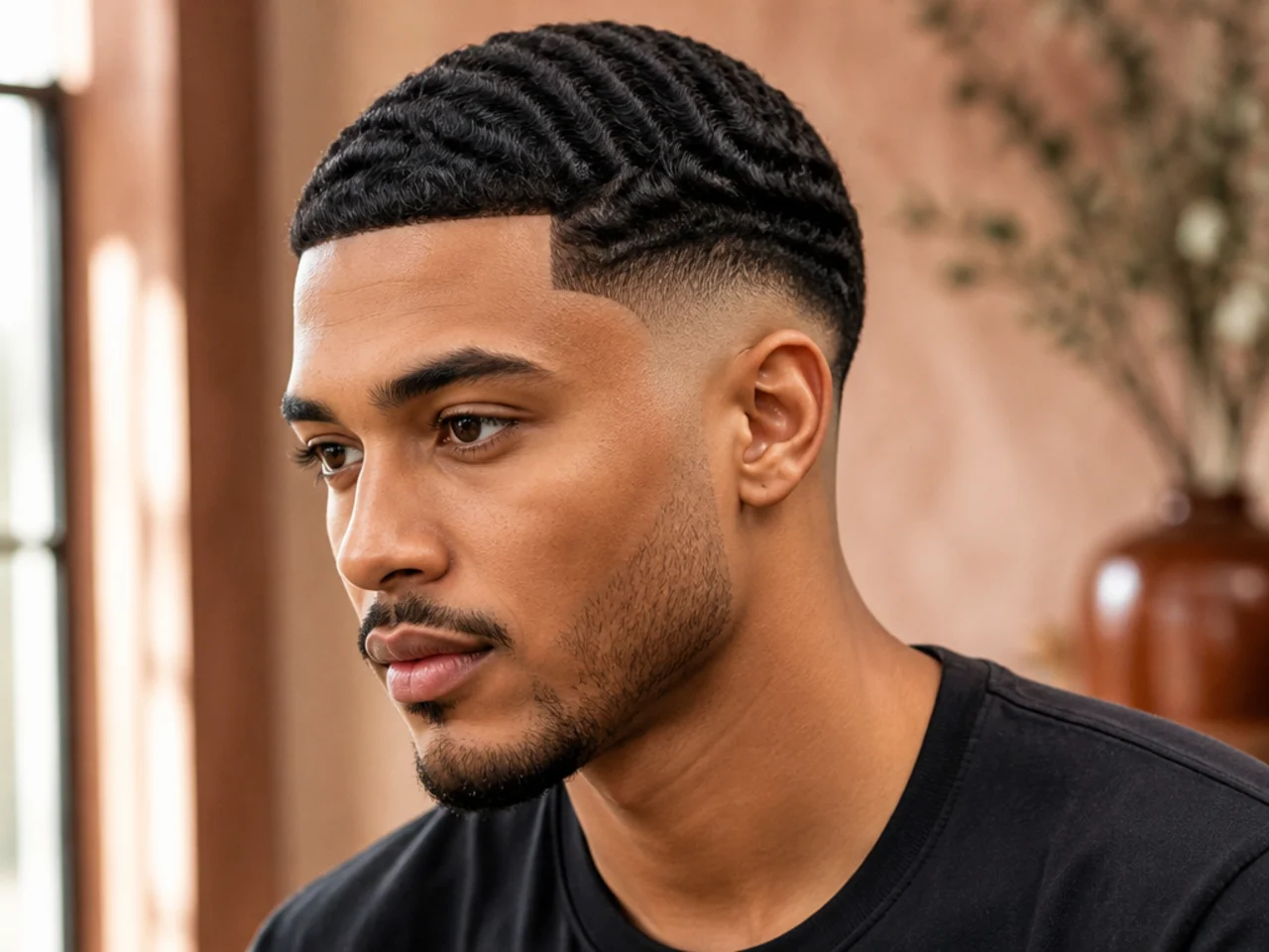 Mid fade waves with a sharp nape