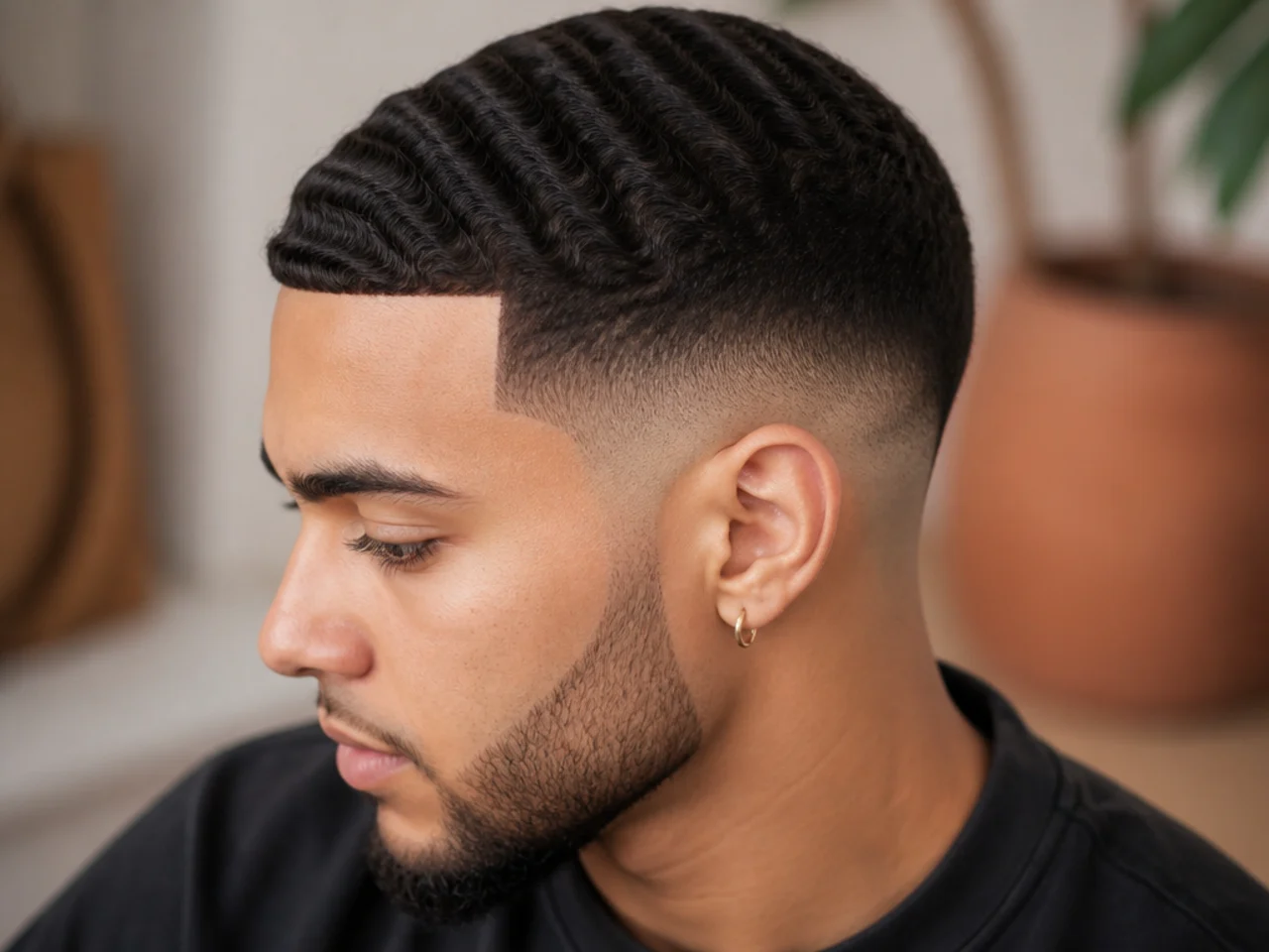 A mid fade with waves and a line-up