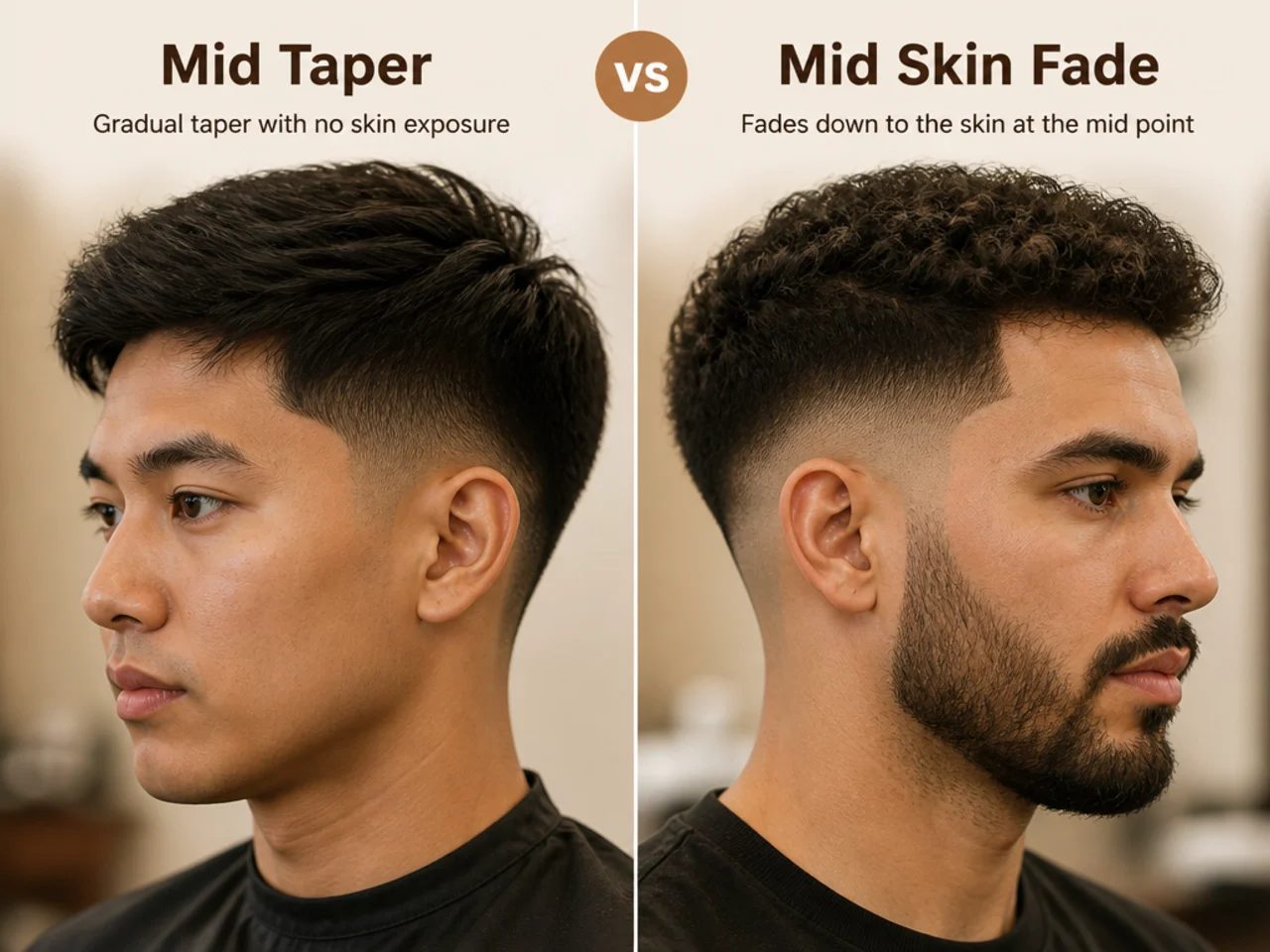 Mid Taper vs Mid Skin Fade