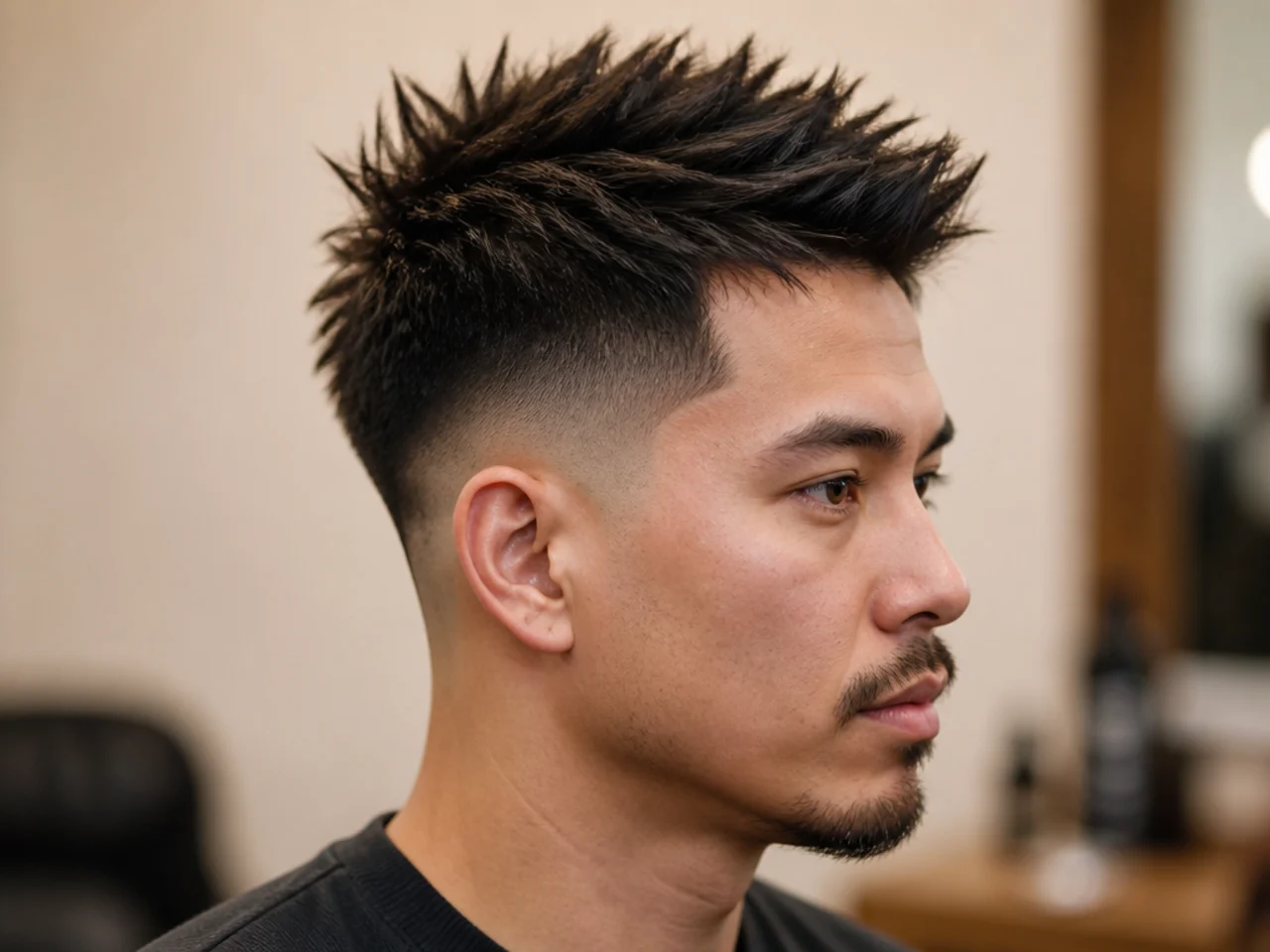 Spiky Hair with Mid Taper Fade