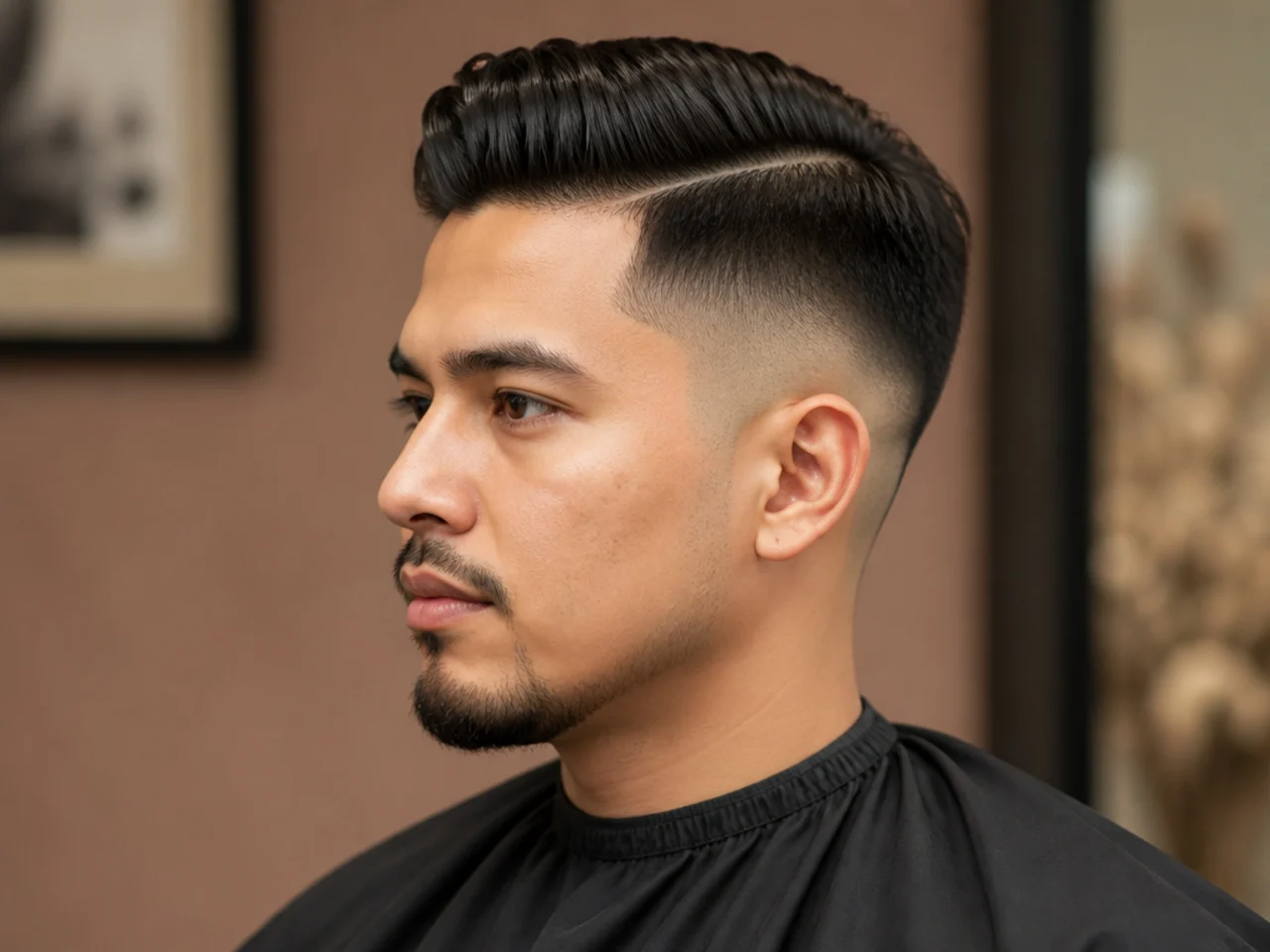 Modern executive mid fade side part with polished corporate structure