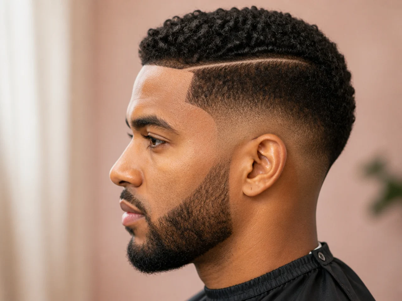 Mid taper fade with a razored hard part on the left side and 4A hair combed over