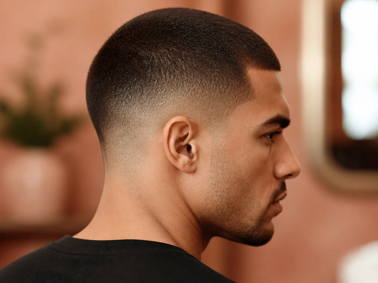 Mid taper fade with a buzzed top