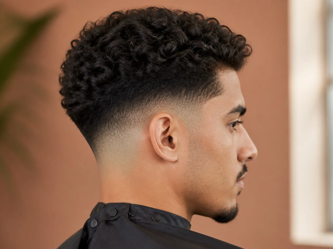 Mid skin taper fade blended to bare skin at the base