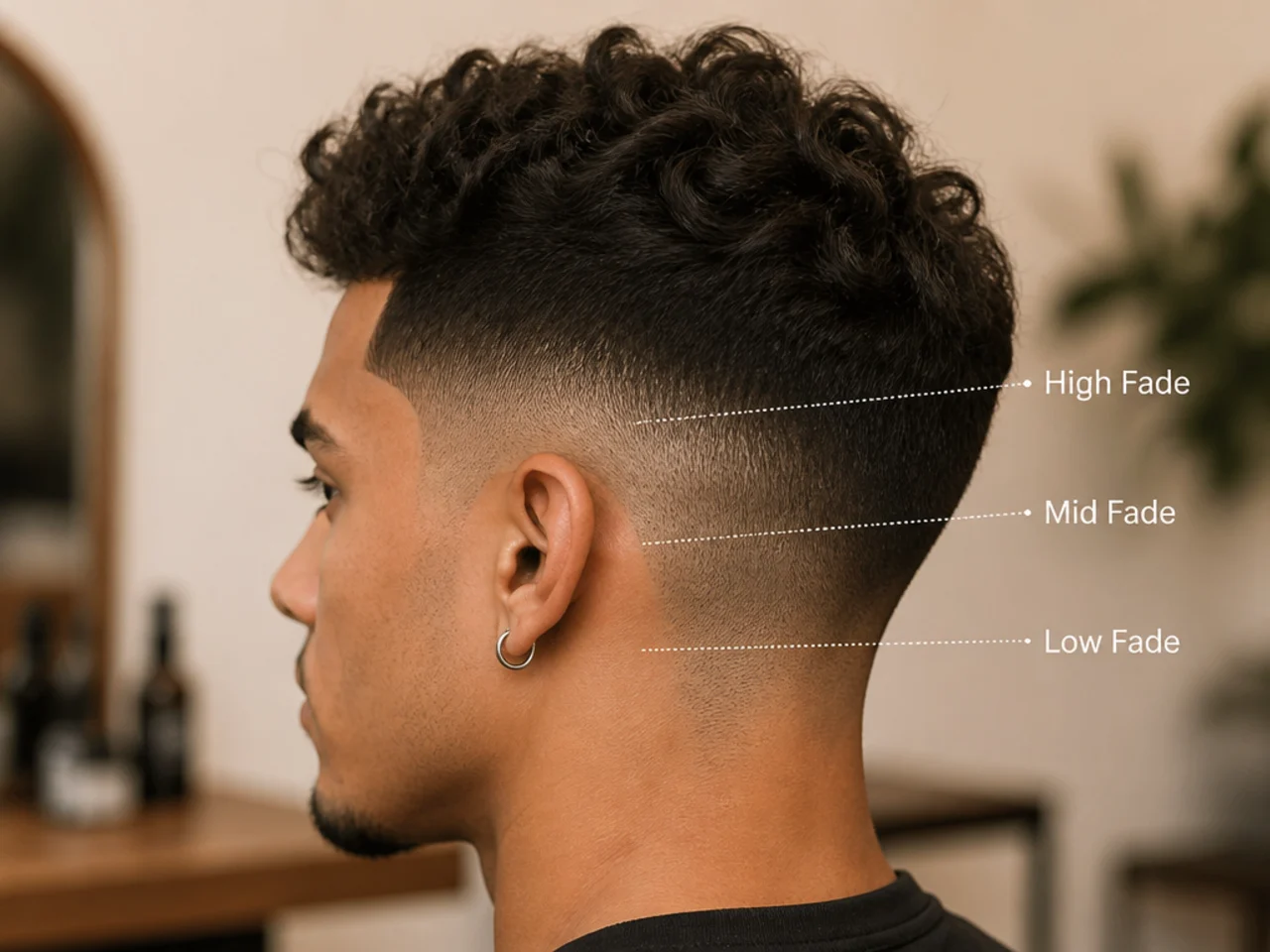 Low, mid and high fade lines marked on one head for comparison