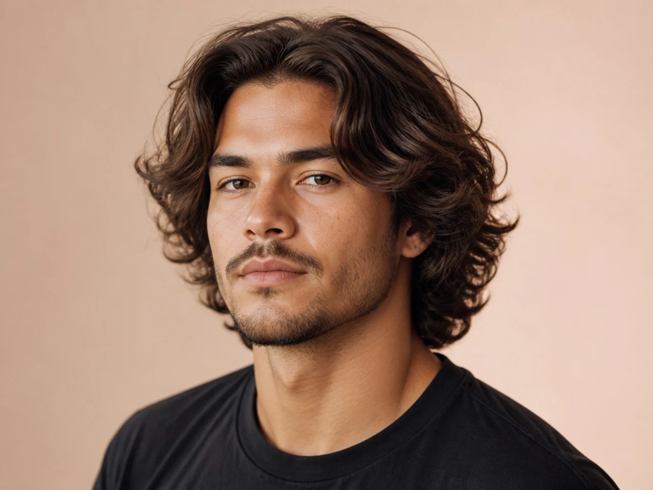 Surfer middle part flow with sun-lightened ends and beachy wave on a young man