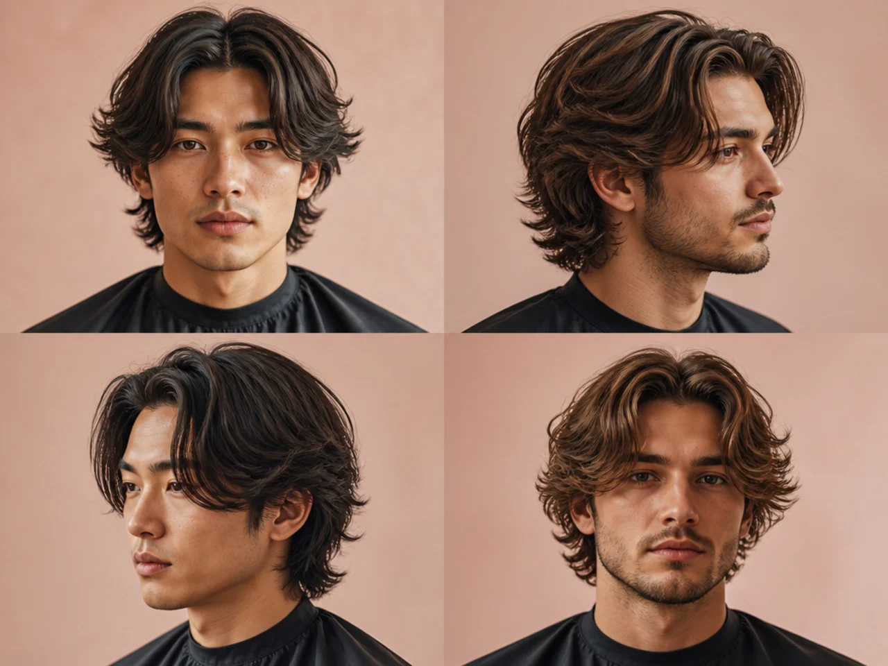 Overgrown middle part flow with 7 inch top and heavy curtain drop past the jaw on a young man