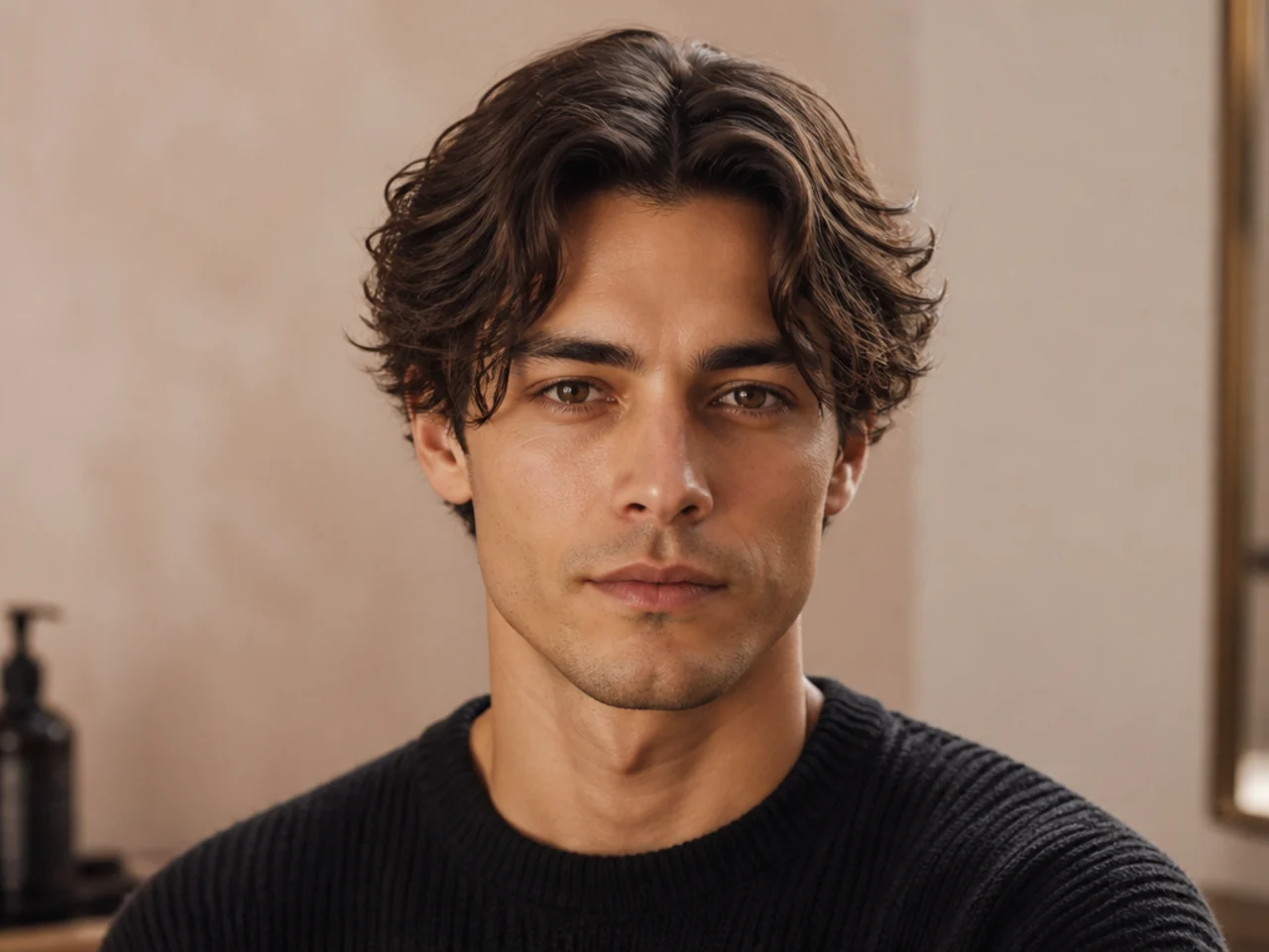 French middle part with soft rounded shape and cheekbone-length fall on either side