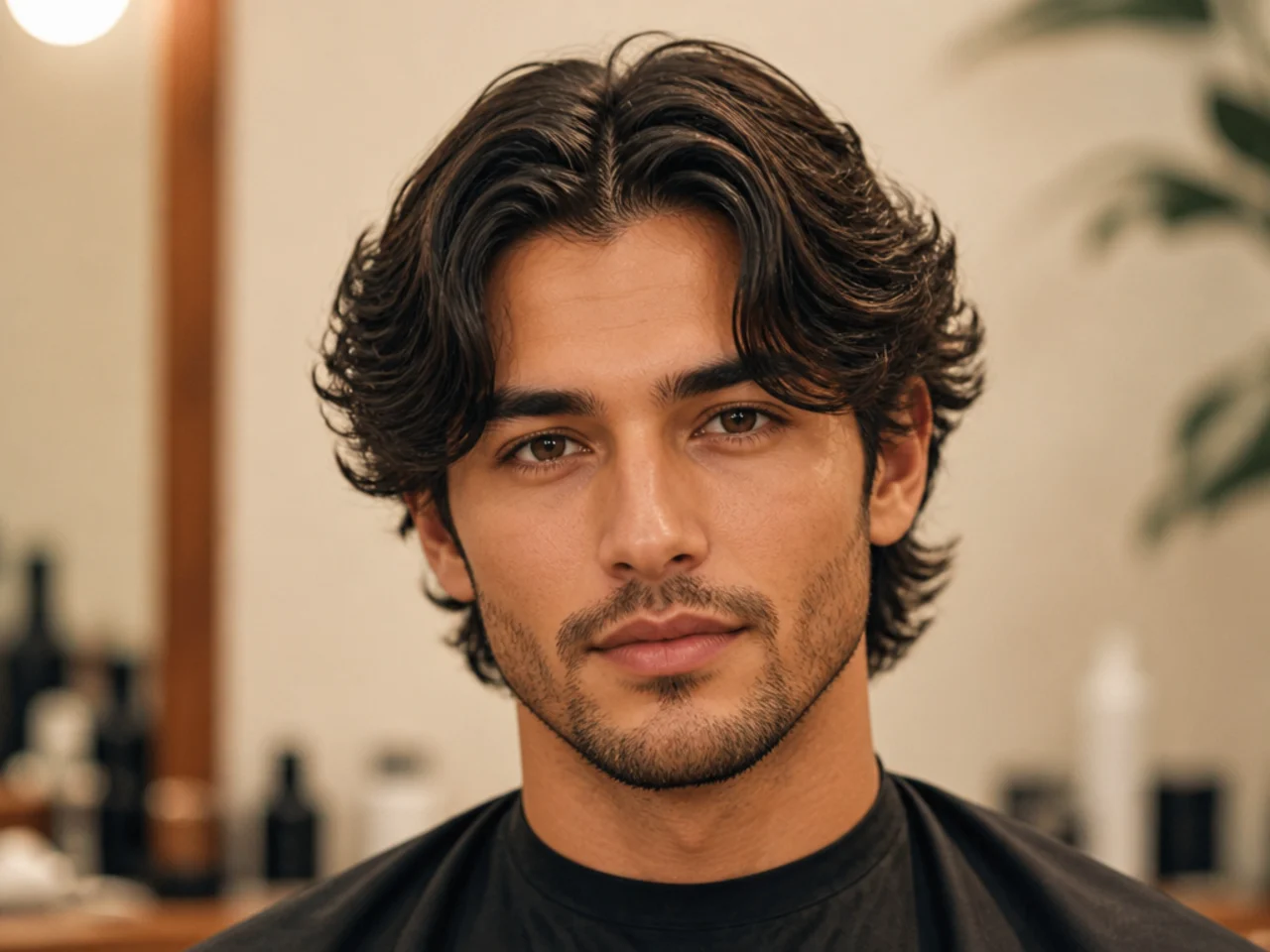 Wavy medium middle part on a man with natural wave and soft internal layers
