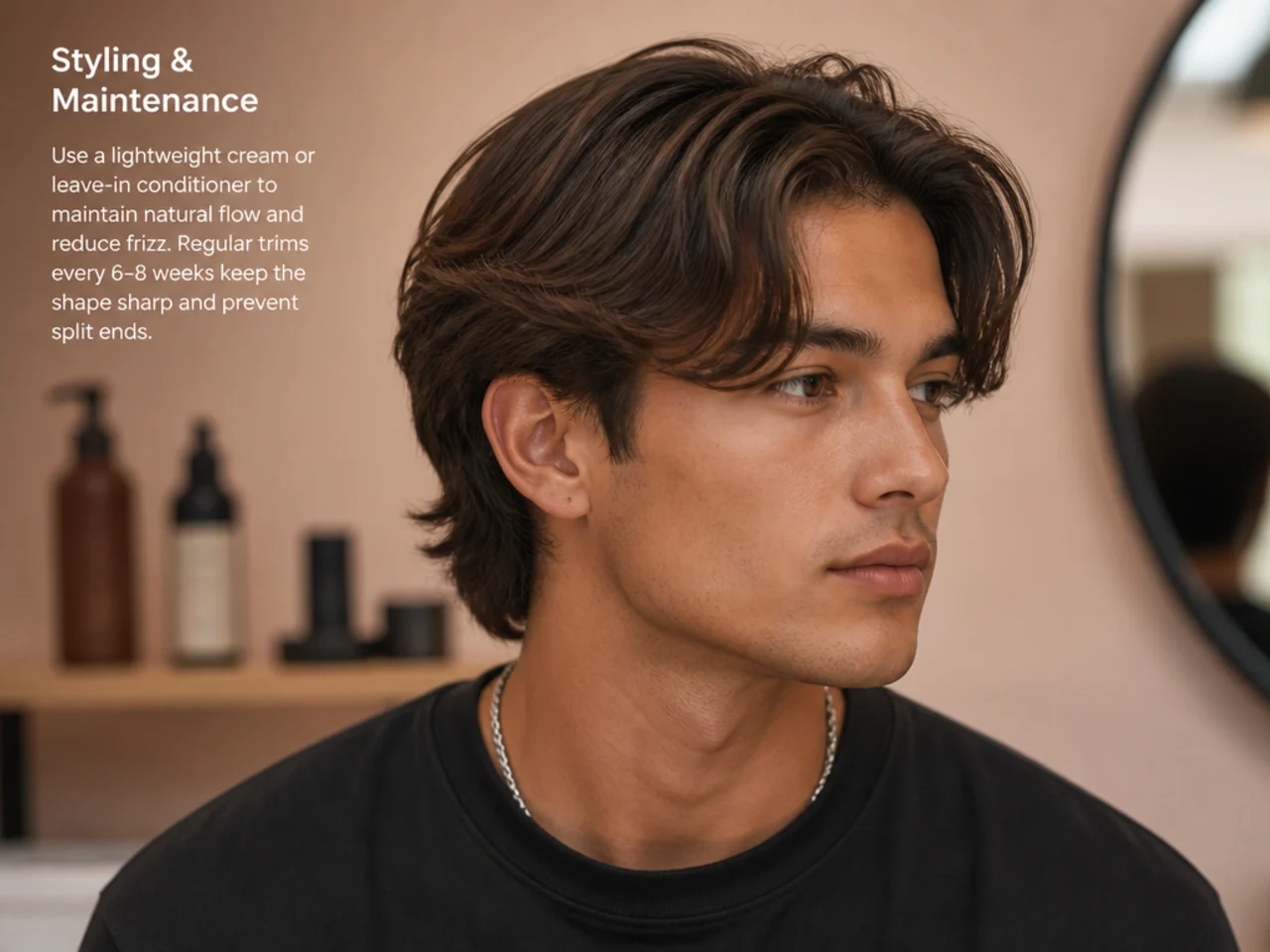 Styling products for medium middle part cuts — cream pomade, matte paste, curl cream, and comb