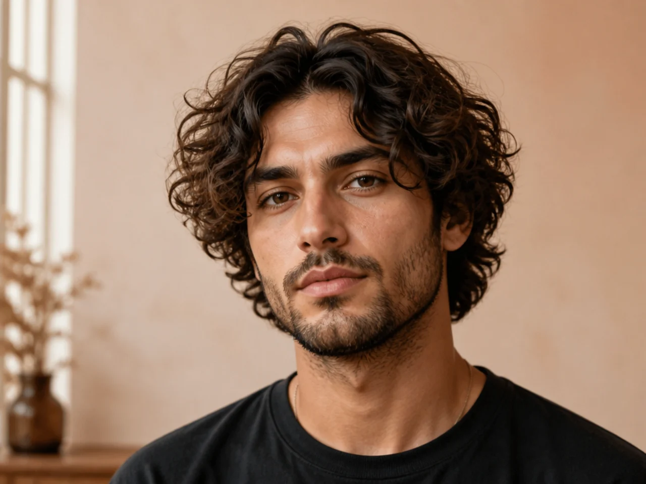 Messy Curly Middle Part