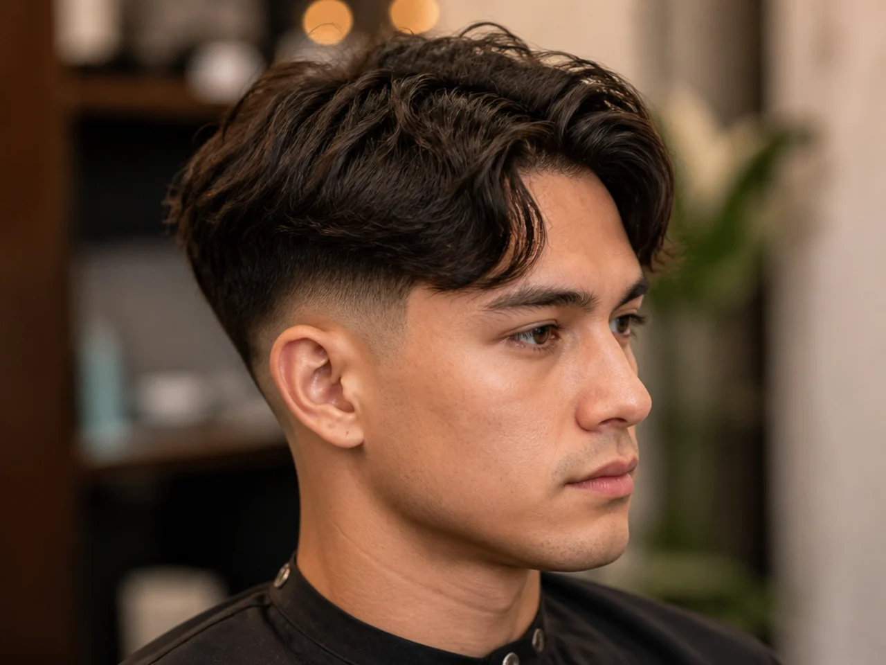 Short Textured Middle Part with Low Fade