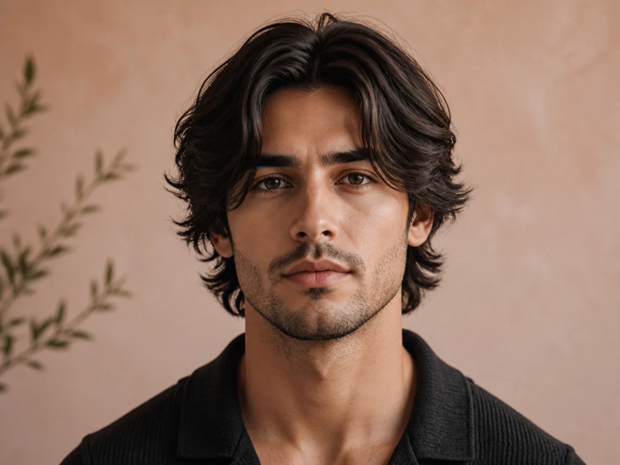 Face-framing layered middle part with shorter front pieces feathered toward the jaw