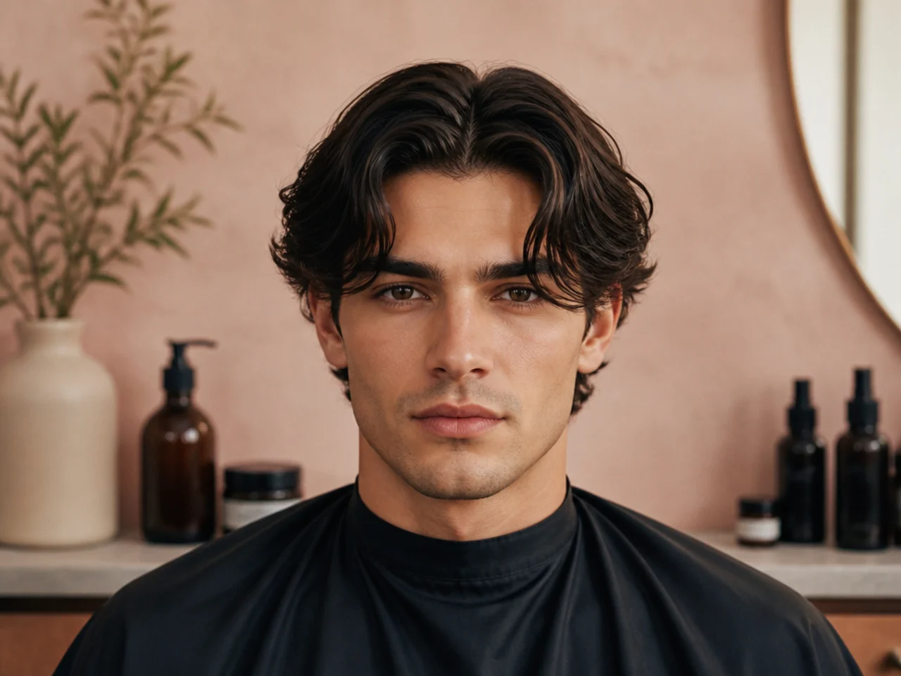 Middle part male haircut on three men across different age ranges showing broad appeal