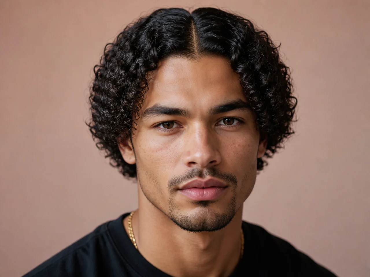 Coily middle part mens haircut on 4A to 4B texture with tapered sides