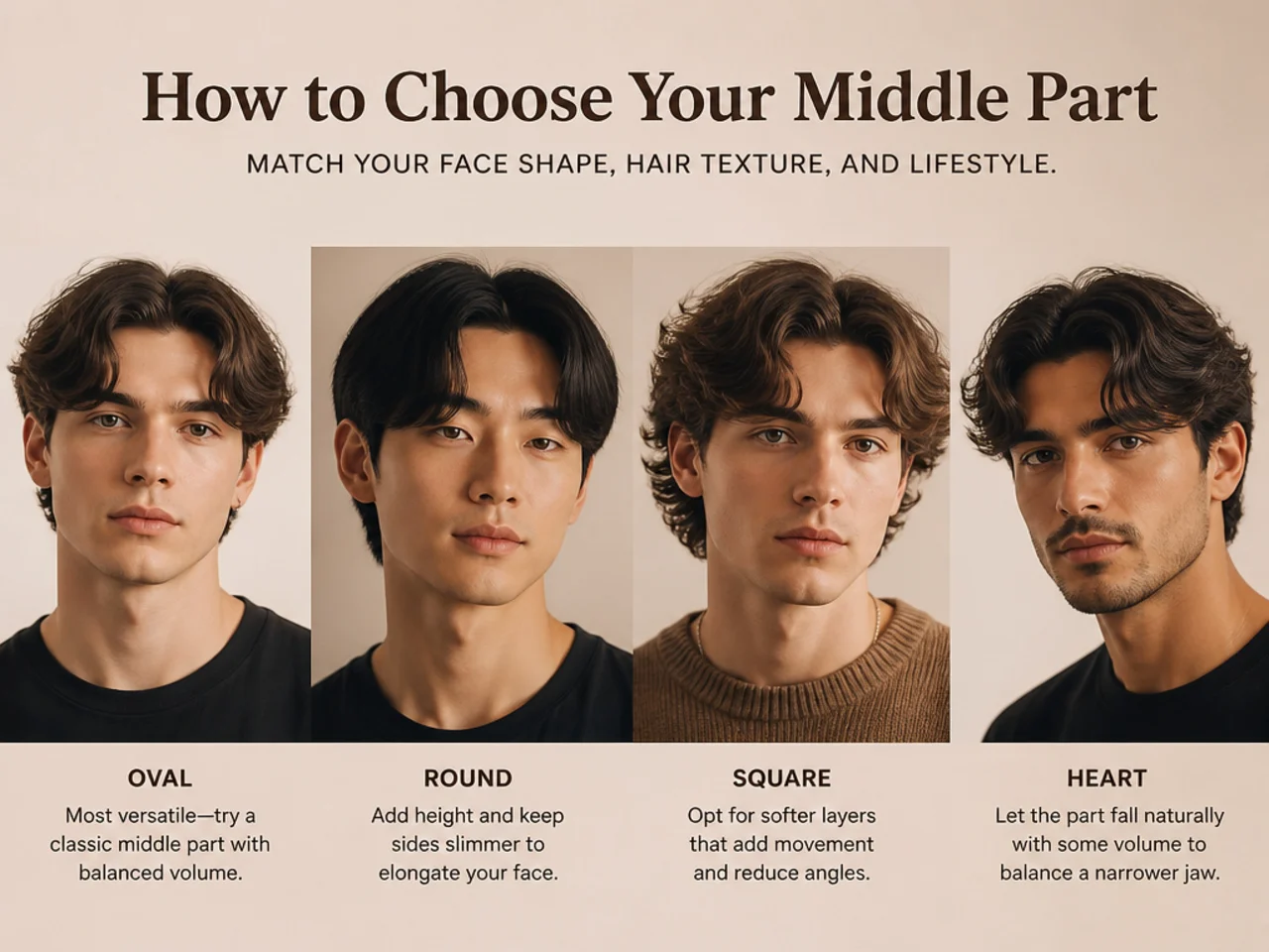 How to choose the right middle part mens haircut for your face shape and hair type