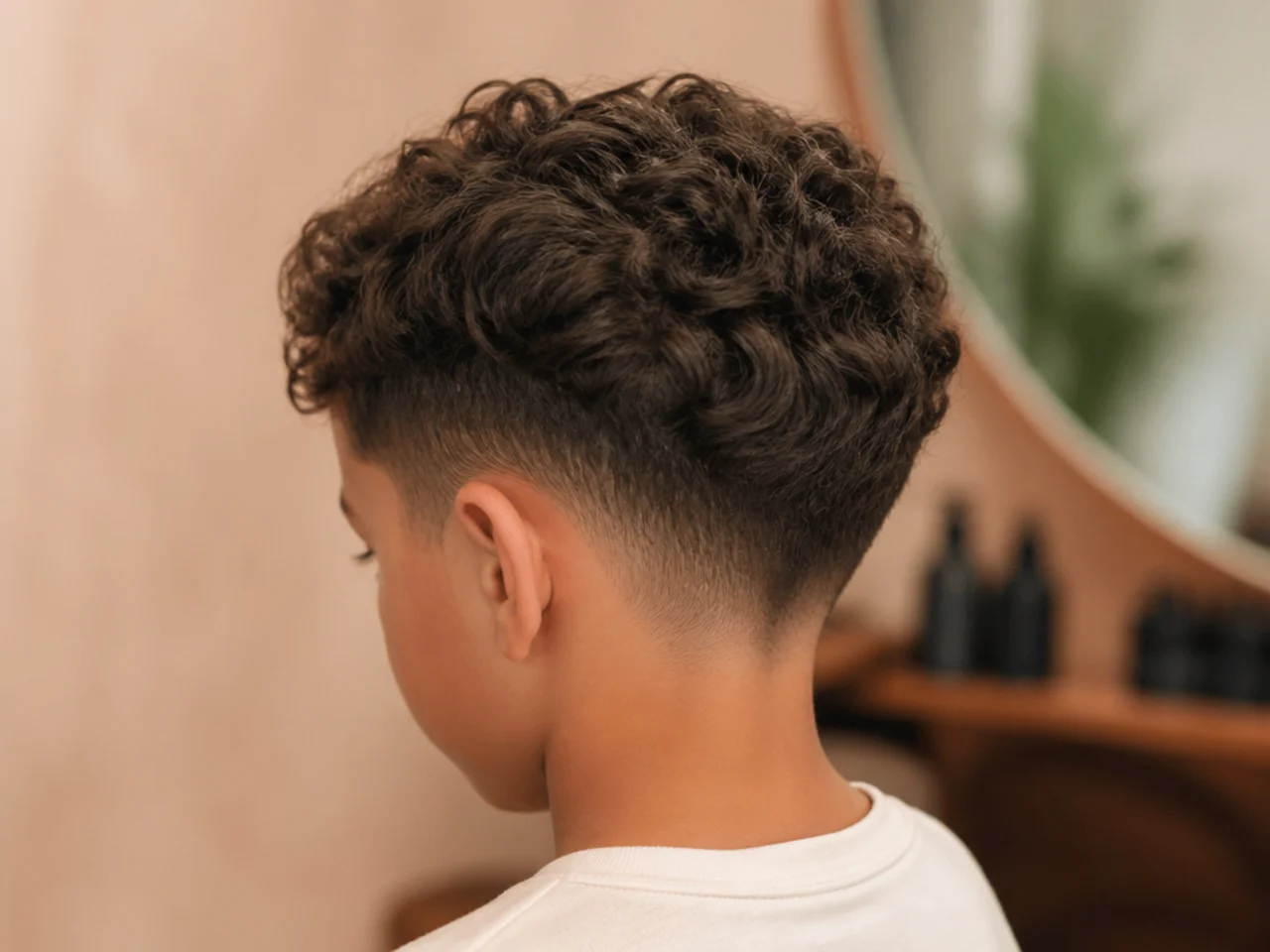 A young boy whose curl pattern is still developing