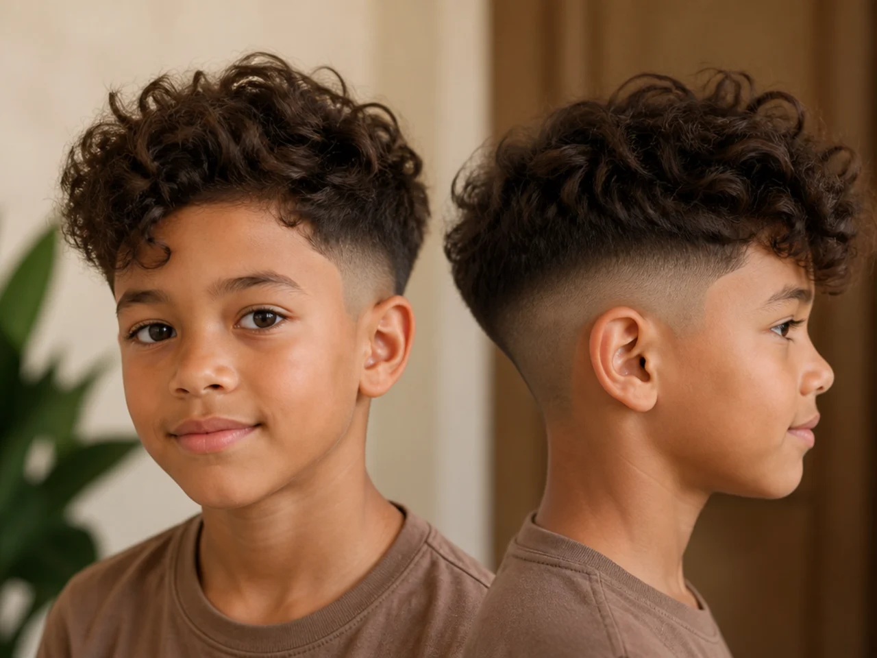 A boy with extra length left in the looser curl sections