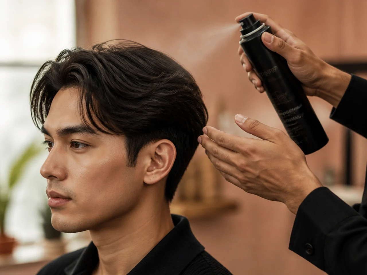 Fingers pressing a small amount of matte styling cream into the ends of a finished comma curl for definition