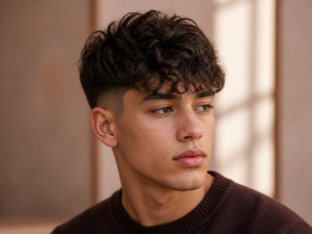 A modern fringe with natural curl left in