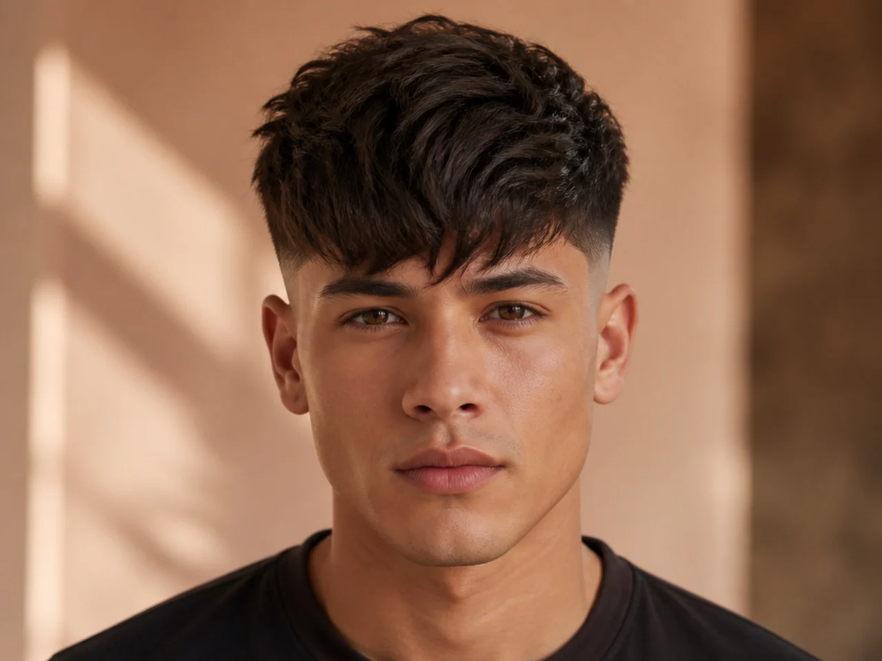 A modern fringe with a mid fade