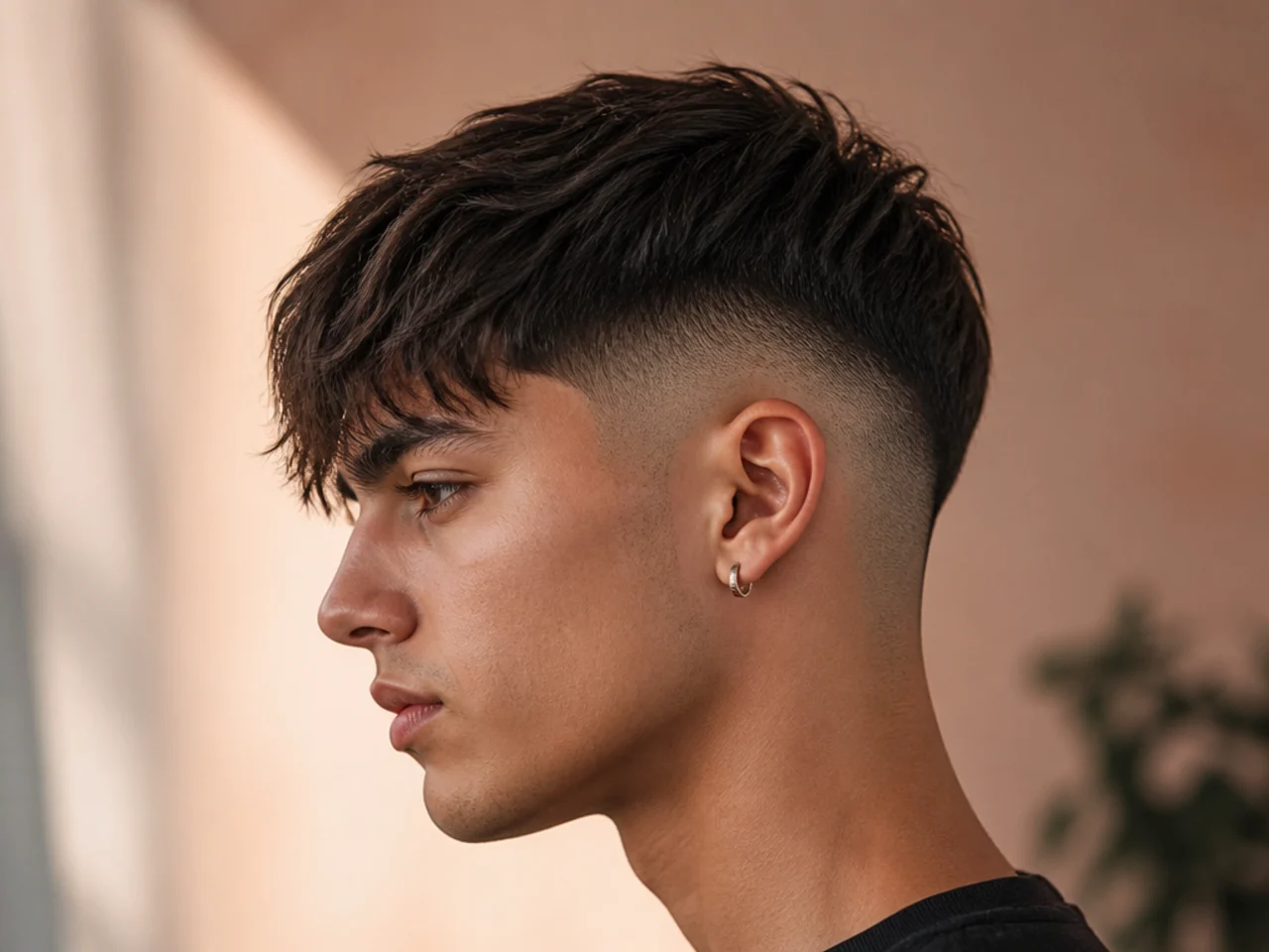 A modern fringe on fine hair with a full root