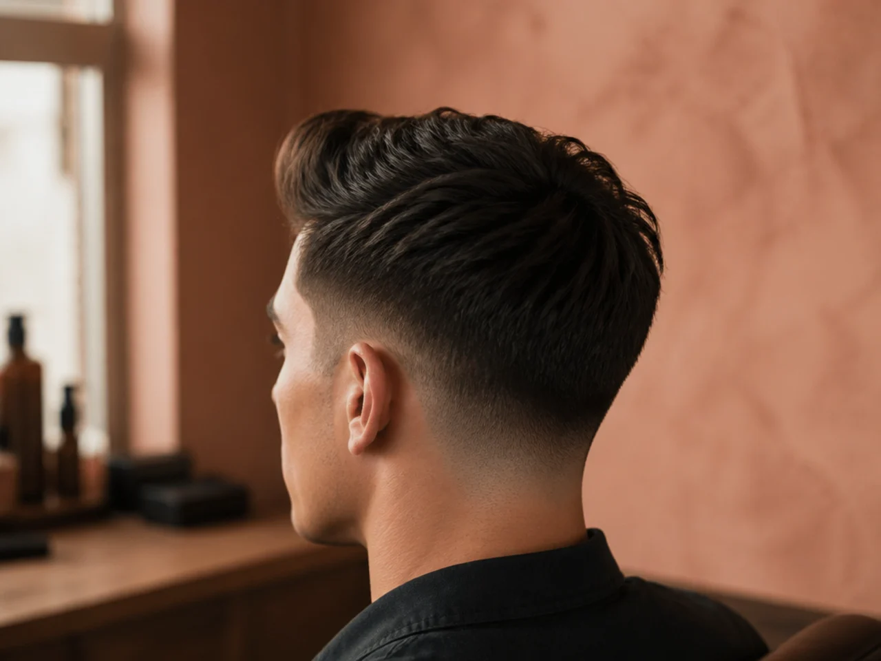 A lowered modern quiff with a matte finish