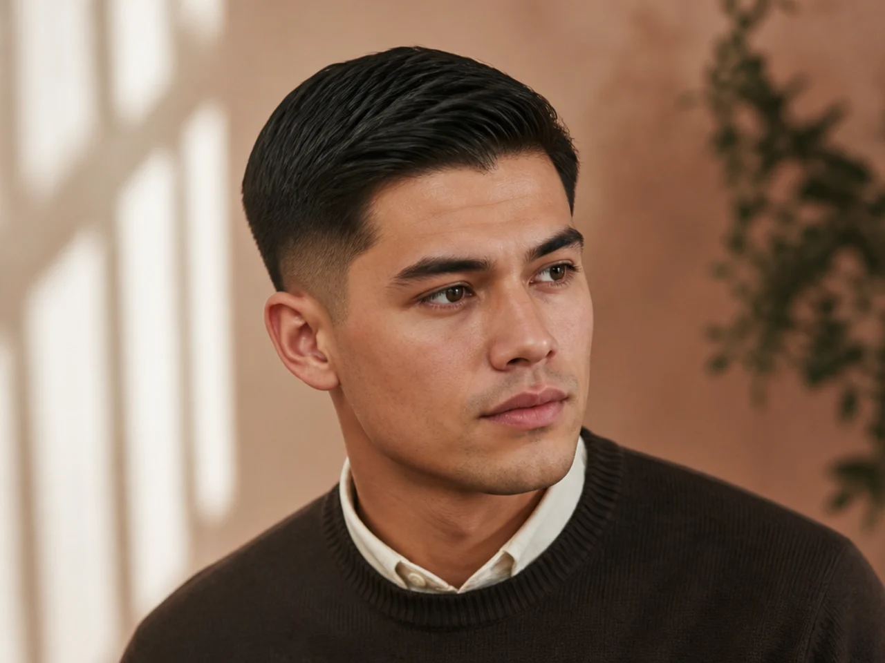 An ivy league haircut with a number one taper and moderate top length