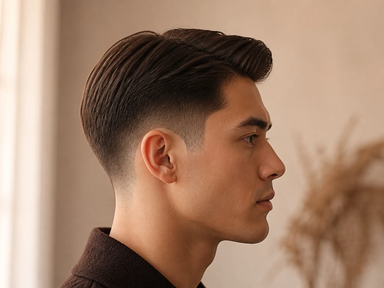 An ivy league haircut with a long top over a number one