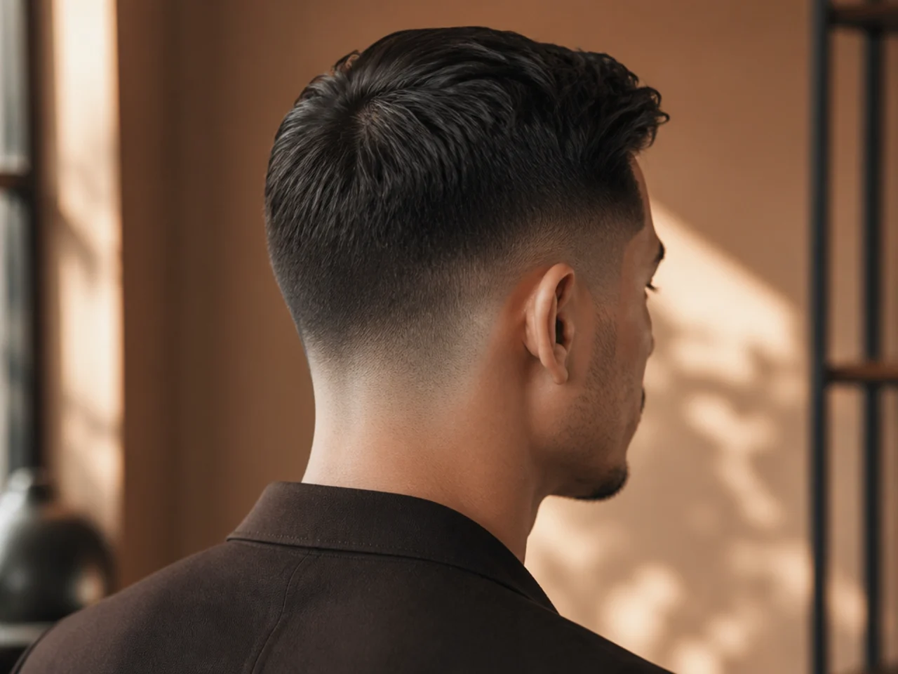 An ivy league haircut over a skin fade