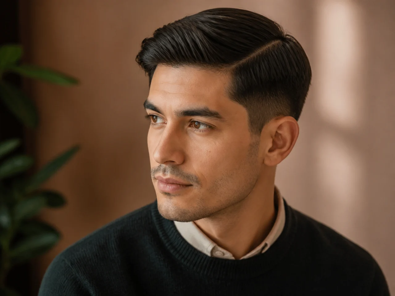 Three-quarter view of a modern ivy league haircut