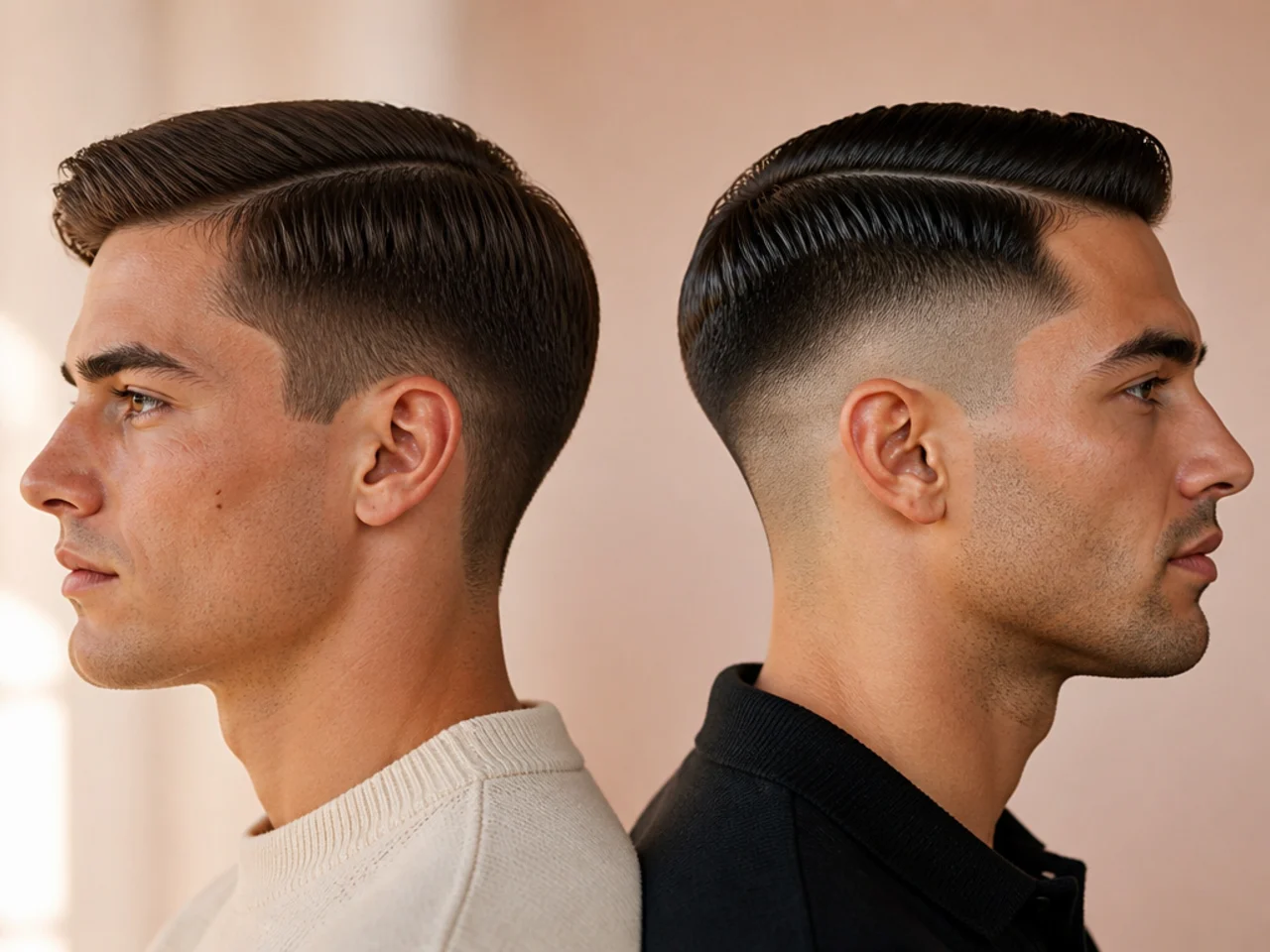 A classic ivy league and a high-contrast modern version side by side