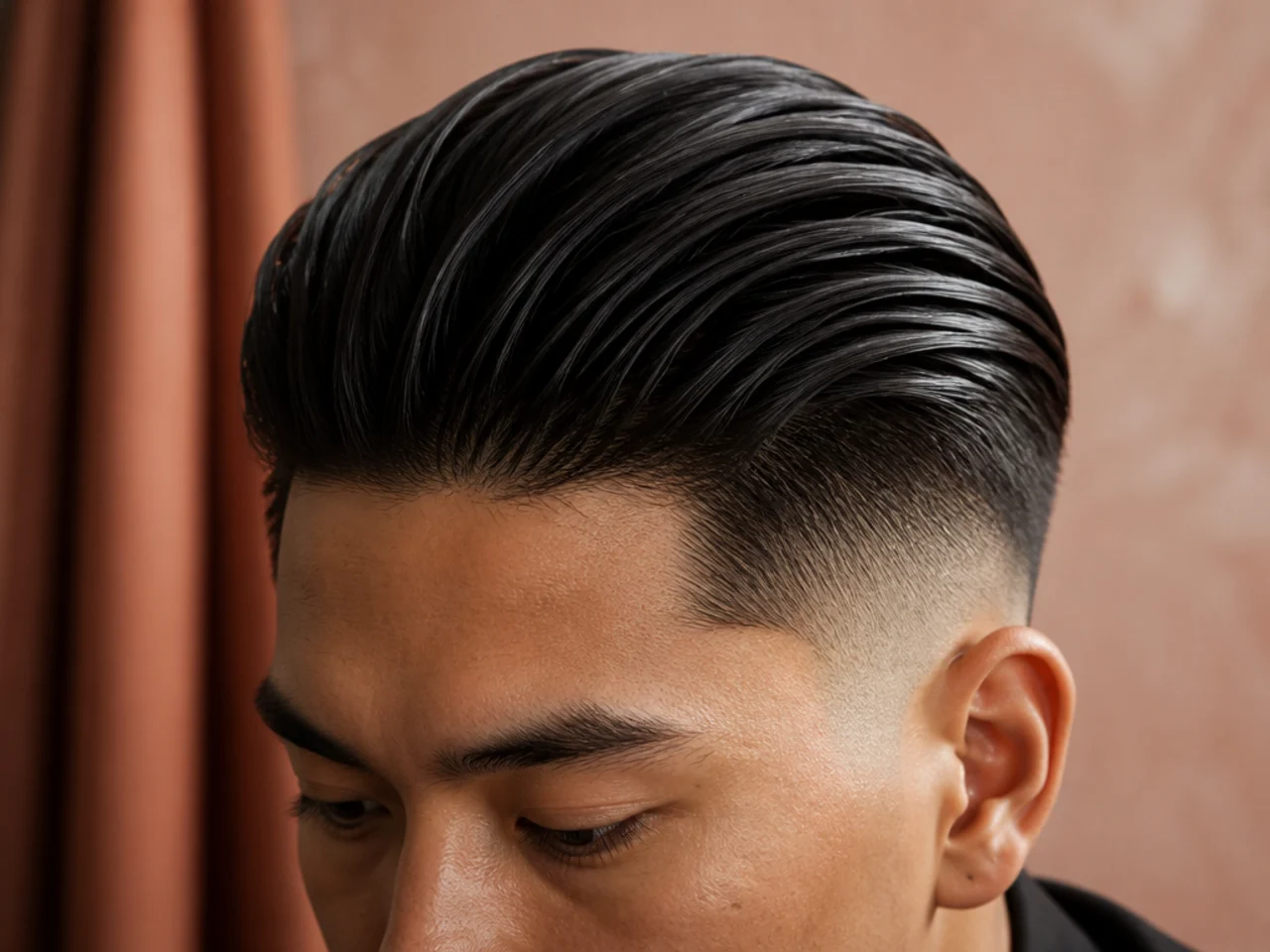 A slick back finished with matte cream