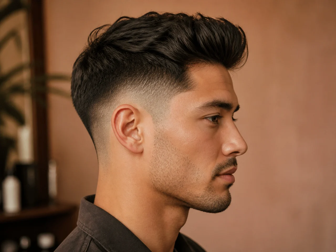 A lowered modern quiff