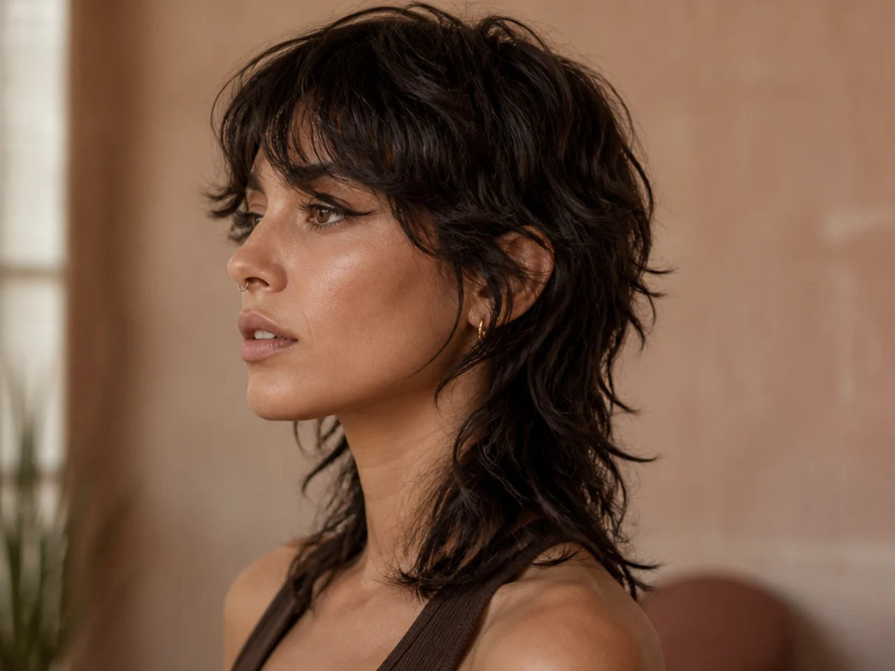 A wavy modern mullet with movement through the mid lengths