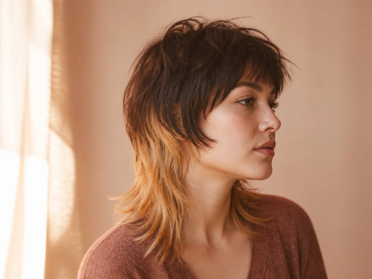 A two tone mullet with a colour change at the transition