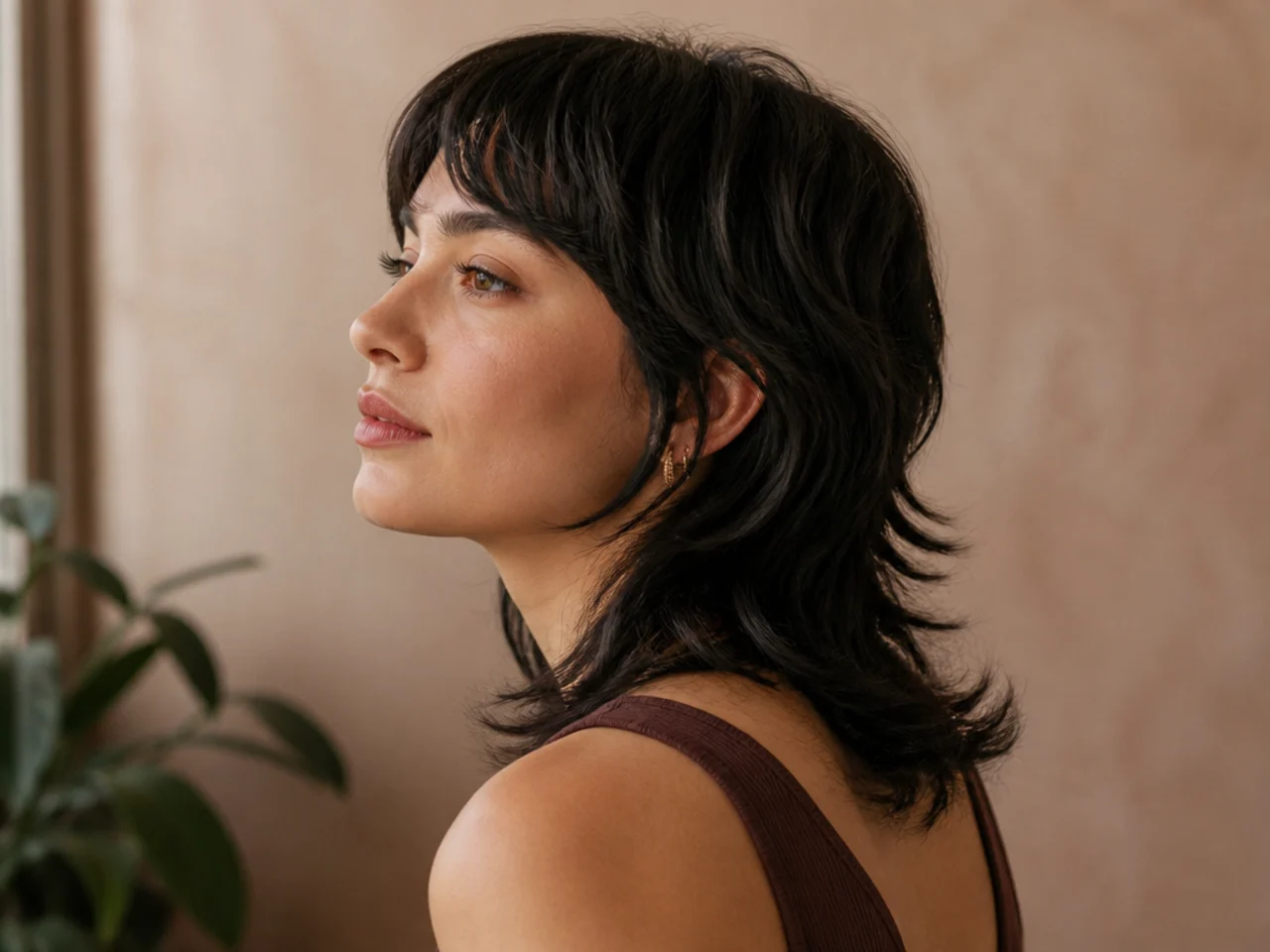 A modern mullet with a rounded perimeter at the back