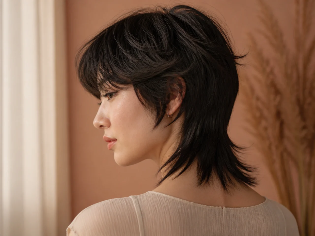 A disconnected mullet with a clean step at the back of the head