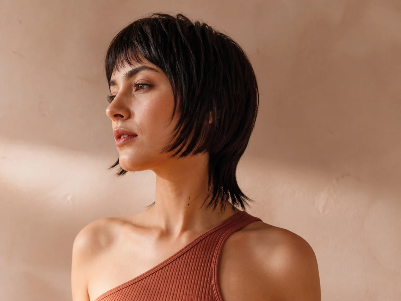 A blunt bob with mullet length kept at the centre back