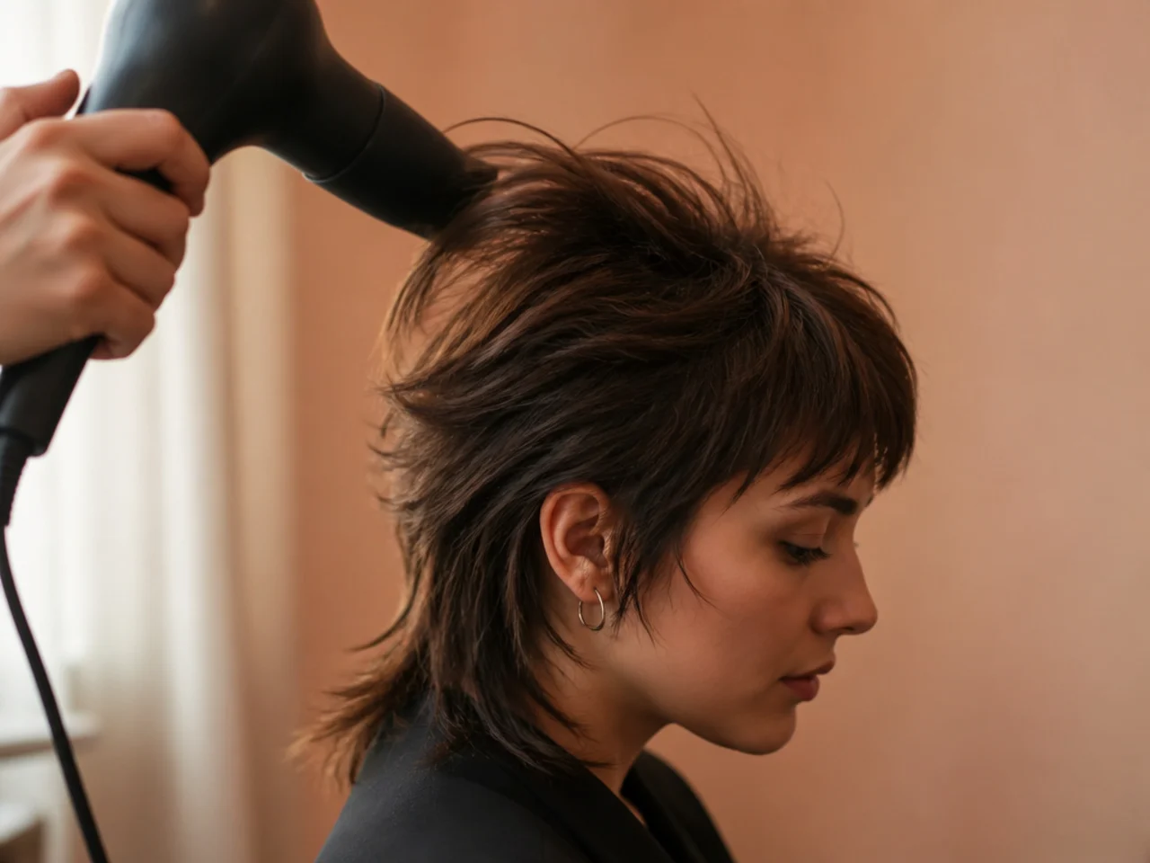 The crown of a mullet being dried away from the head