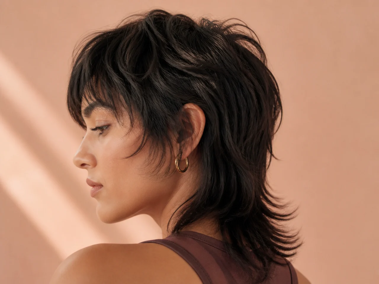 Close view of the blended transition on a modern mullet
