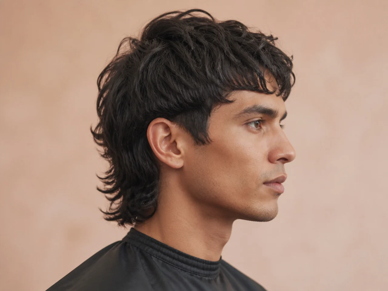 Textured crown comma mullet with light point-cut layering across the top, a defined comma, and a naturally moving mullet at the nape