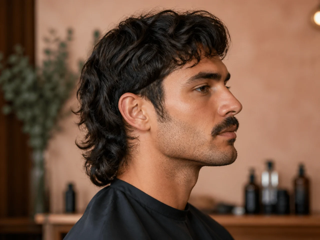 Wavy comma mullet on 2B wavy hair with a soft natural comma at the front and a lived-in mullet drape at the nape
