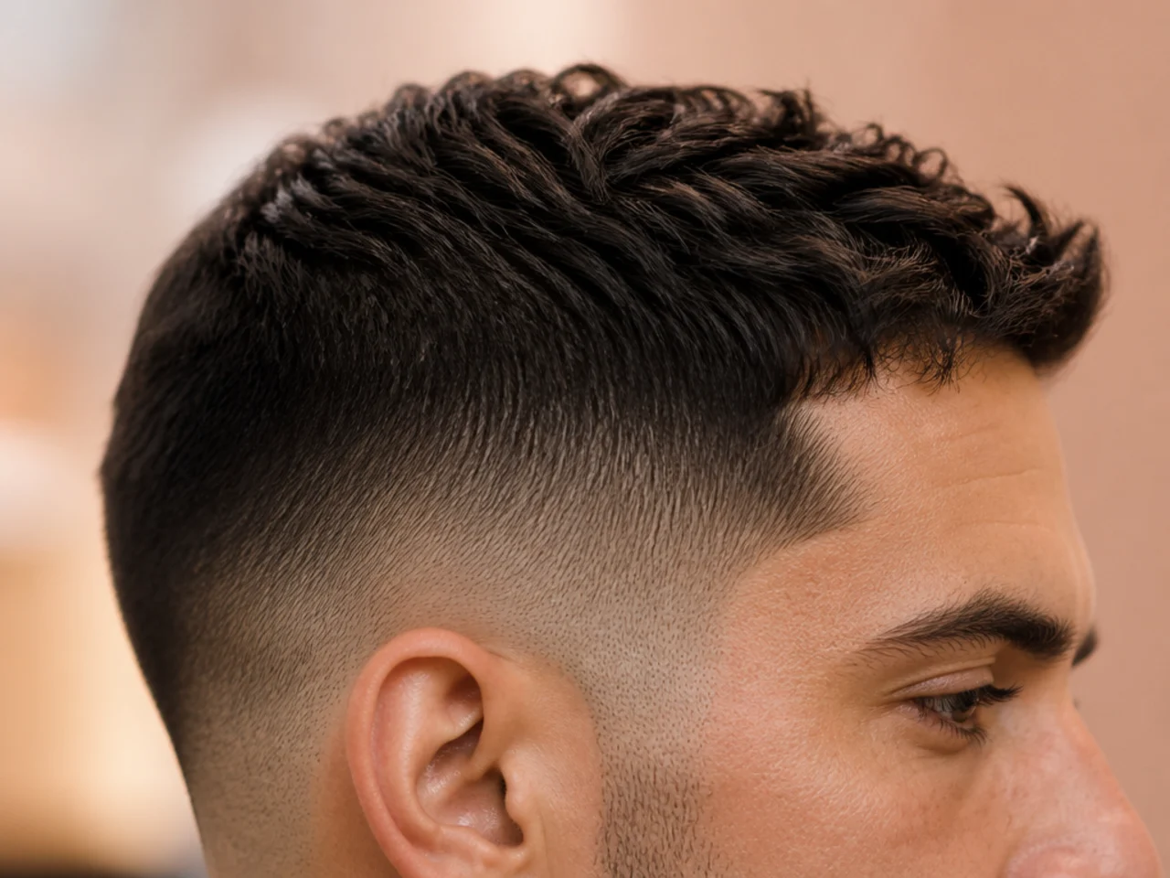 Graduated lengths up the side of the head